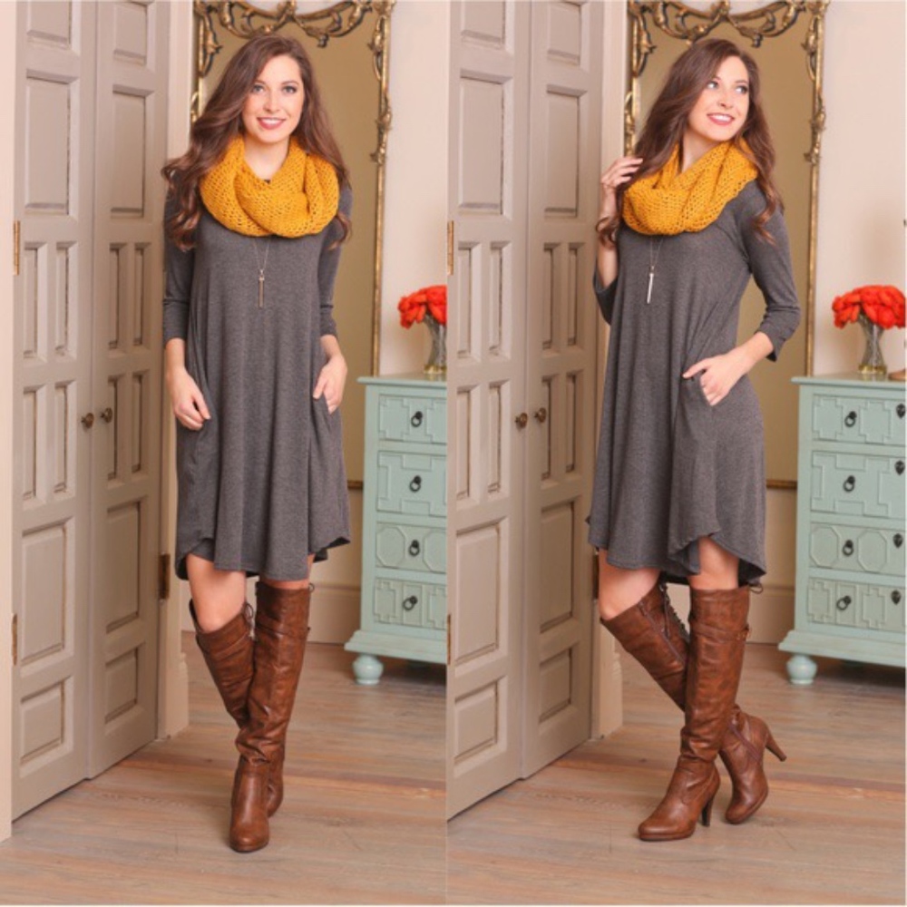 SALE!!! Charcoal 3/4 Sleeve Dress